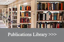 Bookshelves in library